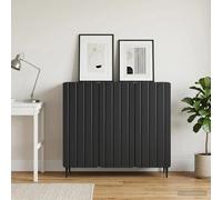 Sideboard Black Engineered Wood 89x34.5x82cm 3-Door Steel Leg Modern Storage Cab