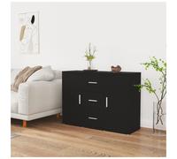 Sideboard Black Engineered Wood 91x29.5x65 cm Minimalist Storage Cabinet Console