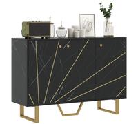 HOMCOM Sideboard Storage Cupboard with Metal Legs for Living Room - Black | TJ Hughes
