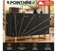 Homcom Sideboard Storage Cupboard With Metal Legs For Living Room, Black