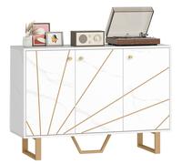 Sideboard Black Marble Tone 107x35x75cm Particle Board Metal Legs Gold w/Handle
