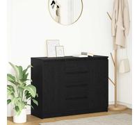 Sideboard Black Oak 100.5x35x76cm Engineered Wood 2 Doors 4 Drawers Storage Unit