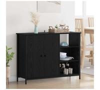 Sideboard Black Oak 100x33x75cm Engineered Wood 2-Door Minimalist Storage Now