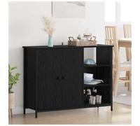 Sideboard Black Oak 100x33x75cm Engineered Wood 2-Door Minimalist Storage Now