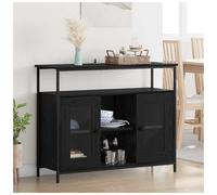 Sideboard Black Oak 100x35x80cm Engineered Wood 2-Door Modern Storage Unit Home