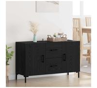 Sideboard Black Oak 100x36x60cm Engineered Wood 2 Doors 1 Drawer With Handles