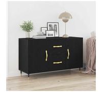 Sideboard Black Oak 100x36x60cm Engineered Wood 2 Drawer 2 Door Modern StylishTV