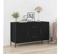 Vidaxl Sideboard Black Oak Wood Medium Black Oak Sideboard Rectangular, Black