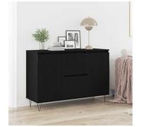 Sideboard Black Oak 101.5x35x70cm Engineered Wood 2 Drawers 2 Doors Hairpin Legs