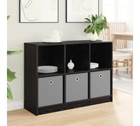 Sideboard Black Oak 102x32x73.5cm Engineered Wood 3 Drawers Modern Storage Sleek