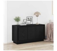 Sideboard Black Oak 102x35x55cm Engineered Wood 3 Door Modern Storage Unit Slim