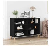 Sideboard Black Oak 103.5x35x70cm Engineered Wood 6-Shelf Modern Console Matte