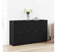 Sideboard Black Oak 120x30x70cm Engineered Wood 8-Door Modern Storage Unit Slim