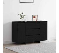 Sideboard Black Oak 120x41x75cm Engineered Wood 3 Drawers 2 Doors Durable Large