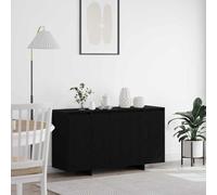 Sideboard Black Oak 135x41x69cm Engineered Wood 4-Door Modern Storage High Gloss