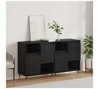 Sideboard Black Oak 180x35x70cm Engineered Wood 6-Door Modern Storage Unit Sale