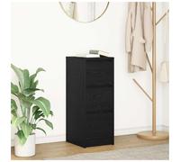 Sideboard Black Oak 29.5x34x76cm Engineered Wood 3-Drawer Slim Storage Bedrooms