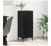 Sideboard Black Oak 34.5x34x90cm Engineered Wood & Iron Legs Modern Slim Storage