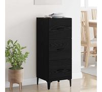 Sideboard Black Oak 34.5x34x90cm Engineered Wood Modern Storage Cabinet w/Drawer