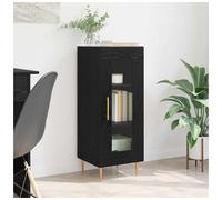 Sideboard Black Oak 34x34.5x90cm Engineered Wood Gold Handles Modern Minimalist
