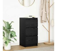 Sideboard Black Oak 37.5x35x76 cm Engineered Wood 3-Drawer Storage Slim Cabinet