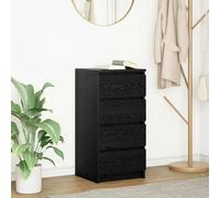Sideboard Black Oak 37.5x35x76 cm Engineered Wood 4-Drawer Compact with Shelf UK