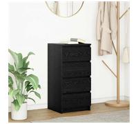 Sideboard Black Oak 37.5x35x76cm Engineered Wood 4 Drawer Compact Storage Unit.