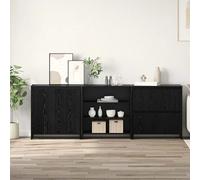 Sideboard Black Oak 3pcs 70x41x75cm Engineered Wood High-Gloss Modern Small Unit