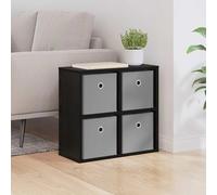 Sideboard Black Oak 49.5x22x47cm Engineered Wood 4-Drawer Slim Storage for Home