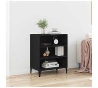 Sideboard Black Oak 57x35x70 cm Engineered Wood Slim Modern Storage Unit Matte.