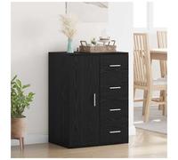 vidaXL Single Door 4 Drawer Black Oak Sideboard - Size: 80 x 59 x 39cm - Wilko