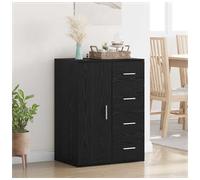 Sideboard Black Oak 59x39x80cm Engineered Wood Cabinet Drawer Door Rustic Home