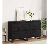 Sideboard Black Oak 60x35x70 cm Engineered Wood 4-Door Slim Modern Urban Storage