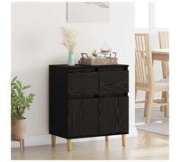Sideboard Black Oak 60x35x70cm Engineered Wood 2 Doors 1 Drawer Mid-Century Slim