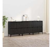 vidaXL 4 Door Black Oak Sideboard Set of 3 - Size: 70 x 60 x 35cm - Wilko