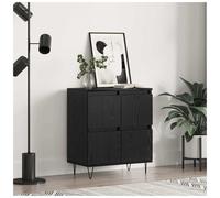 Sideboard Black Oak 60x35x70cm Engineered Wood 4 Doors Ample Modern Storage Slim