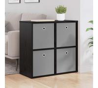 Sideboard Black Oak 68.5x32x67cm Engineered Wood 4 Drawer Compact Modern Storage