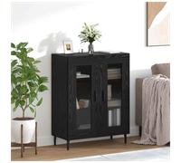 Sideboard Black Oak 69.5 x 34 x 90 cm Engineered Wood 2 Door Modern Storage Unit