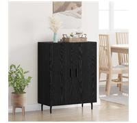 Sideboard Black Oak 69.5 x 34 x 90 cm Engineered Wood 2-Door Modern Storage Unit