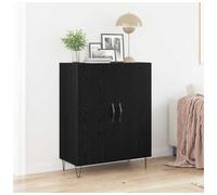 Sideboard Black Oak 69.5 x 34 x 90 cm Engineered Wood Hairpin Legs Modern 2-Door