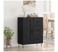 Sideboard Black Oak 69.5x34x90cm Engineered Wood 3 Drawers 2 Doors Hairpin Legs