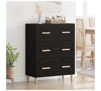 Sideboard Black Oak 69.5x34x90cm Engineered Wood Compact Modern Storage Shelves