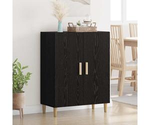 Sideboard Black Oak 70x34x90cm Engineered Wood Compact Storage Console 2 doorsUK