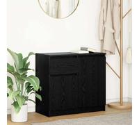 Sideboard Black Oak 71x35x65 cm Engineered Wood 2 Doors 1 Drawer Slim Storage UK