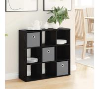 Sideboard Black Oak 73.5x24x69.5cm Engineered Wood 3 Drawers Minimalist Storage