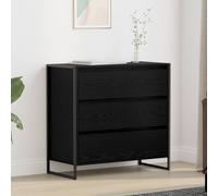 Sideboard Black Oak 79x36x75.5cm Engineered Wood Industrial Drawer Storage Unit