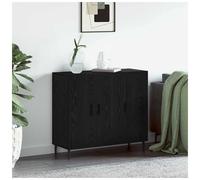 Sideboard Black Oak 90x34x80cm Engineered Wood 3-Door Contemporary Storage Unit
