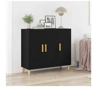 Sideboard Black Oak 90x34x80cm Engineered Wood Slim Storage Console with 3 Doors