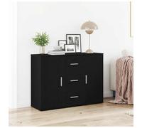 Sideboard Black Oak 91x29.5x65cm Engineered Wood Minimalist Storage Slim Cabinet