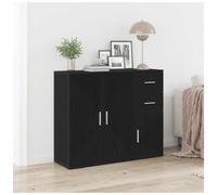 Sideboard Black Oak 91x29.5x75cm Engineered Wood Storage Cabinet SlimConsoleUnit